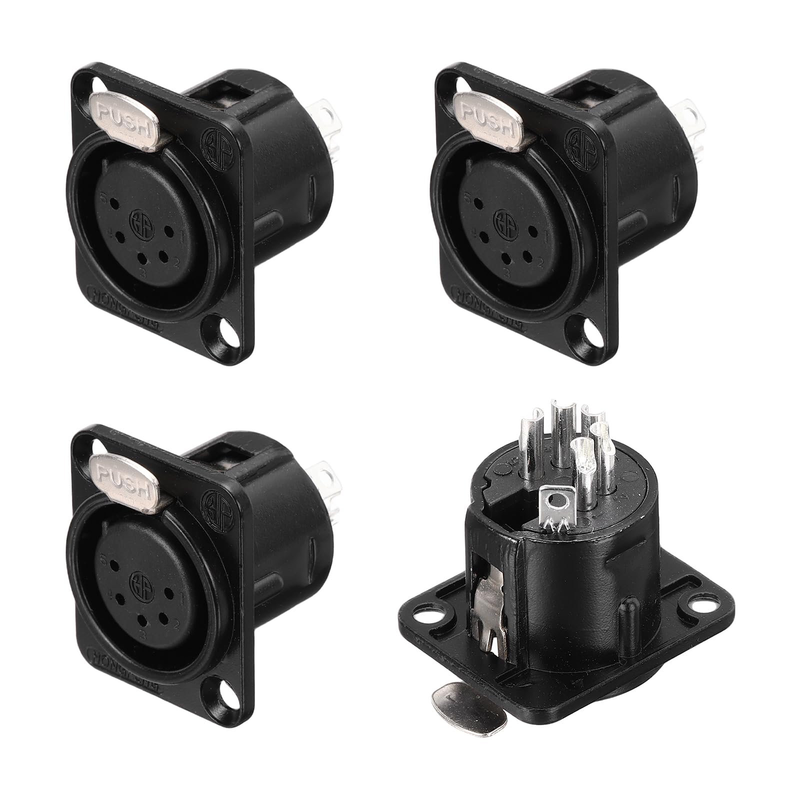 Amazon.co.jp: uxcell 4個 セット 5ピン XLR メス ジャック ソケット